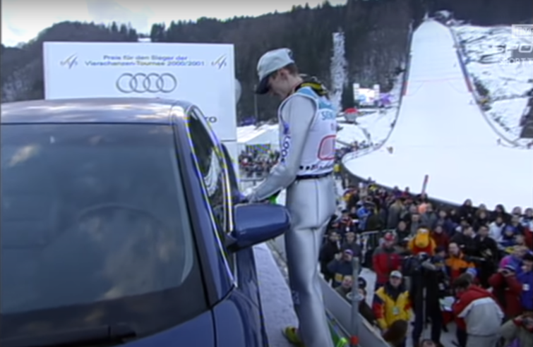 adam małysz wygrywa audi a4 b6 w konkursie 4 skoczni